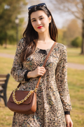 Zovelle Sculpted Chain Bag – Brown Leather