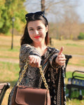 Zovelle Sculpted Chain Bag – Brown Leather