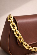 Zovelle Sculpted Chain Bag – Brown Leather