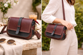Zovelle Dual Tone Crossbody Bag – Burgundy & Black Leather
