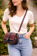 Zovelle Dual Tone Crossbody Bag – Burgundy & Black Leather